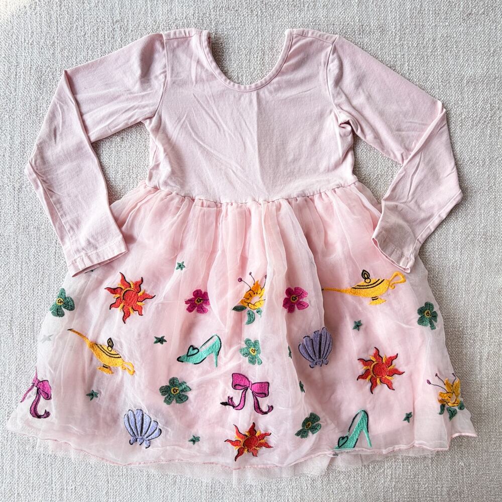 Hanna Andersson Disney Princess Pink Long Sleeve Tulle Dress GUC 5
